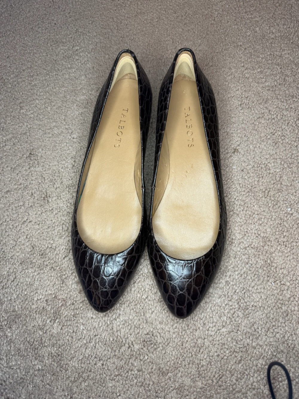 Talbots Women's be Croc-Embossed Pointed Toe Flats